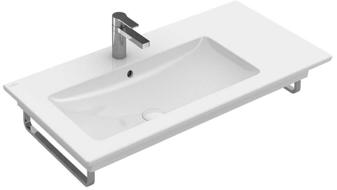Darmowa Dostawa - Umywalka 100x50 cm prostokątna ścienna-meblowa-z blatem biała Villeroy & Boch Venticello 4134L1R1