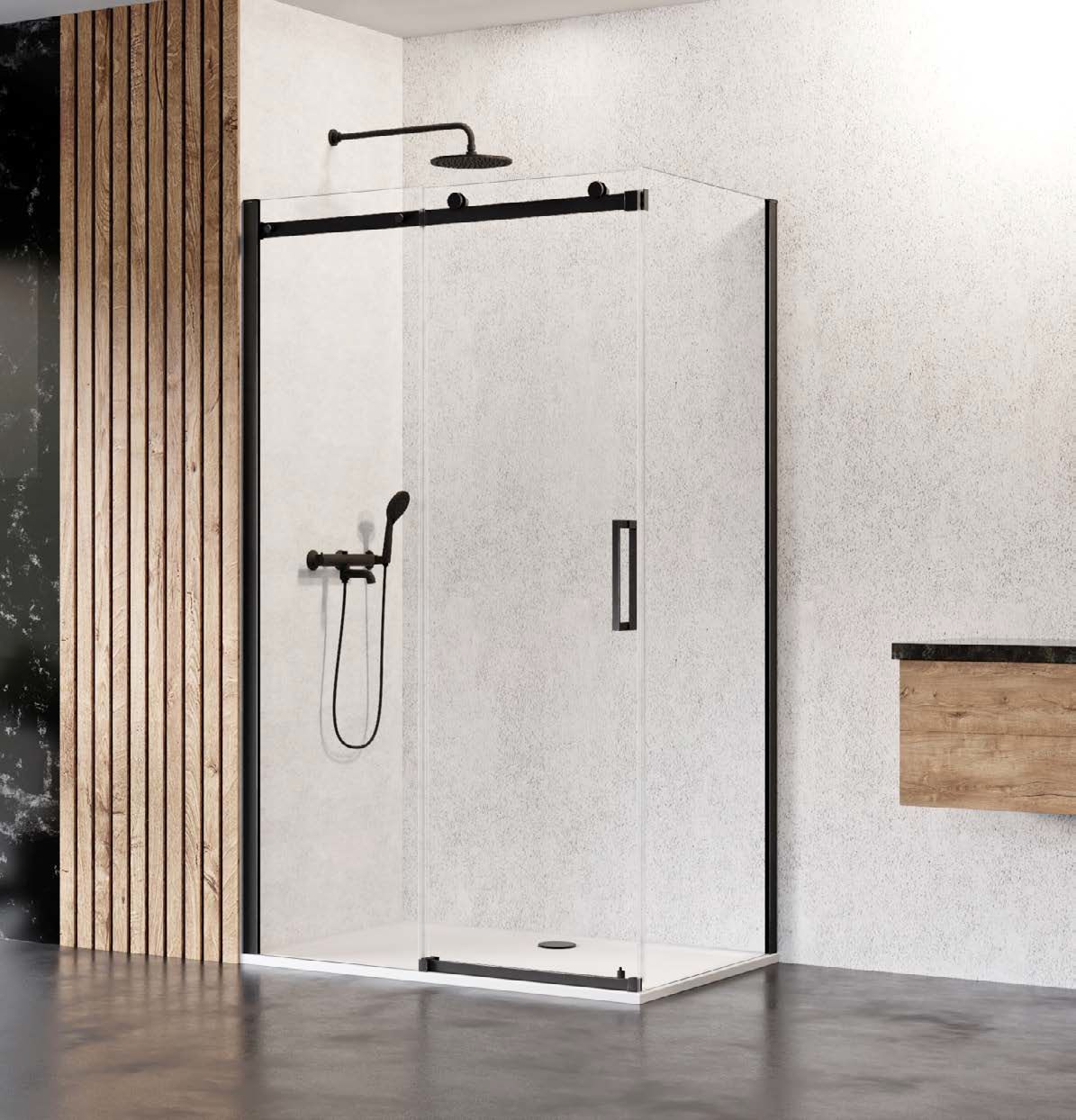 Darmowa Dostawa - Kabina prysznicowa 120x90 cm prostokątna czarny mat/szkło przezroczyste New Trendy Sling Black D0270A/D0118B