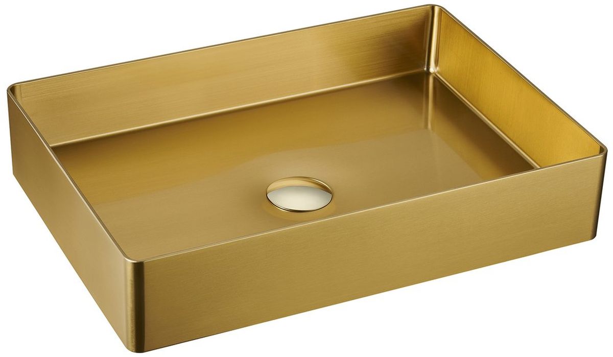 Darmowa Dostawa - Umywalka 50x35.2 cm prostokątna nablatowa złota Sapho Aurum AU203