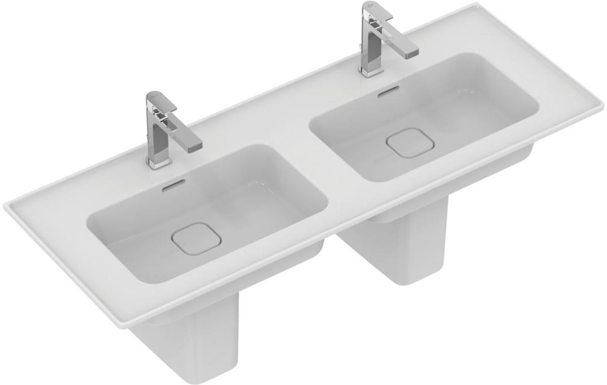 Darmowa Dostawa - Umywalka 124x46 cm prostokątna ścienna-meblowa-podwójna biała Ideal Standard Strada II T300501