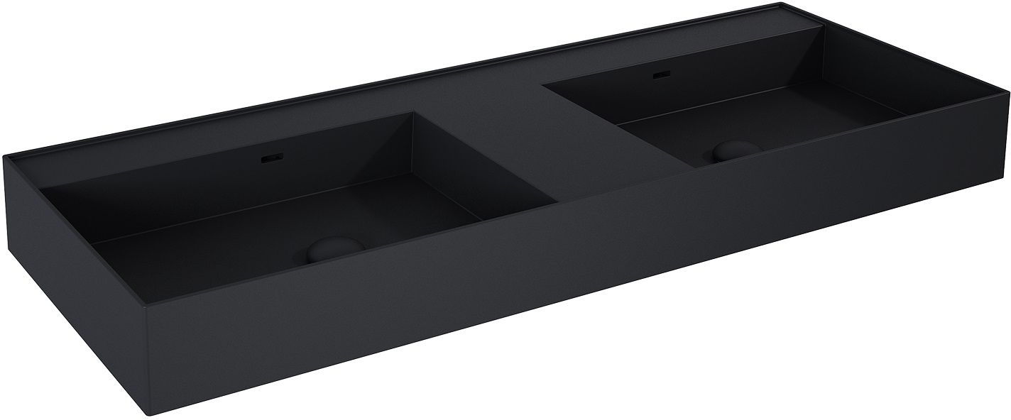 Darmowa Dostawa - Umywalka 120.5x45.5 cm prostokątna ścienna-podwójna czarna Elita Level RE041461207160