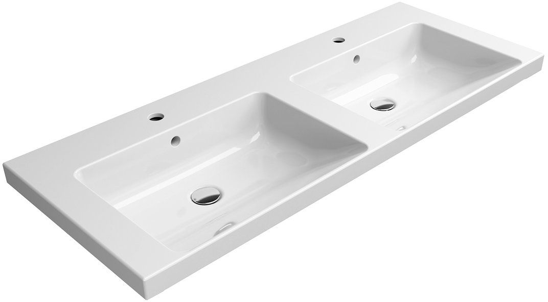 Darmowa Dostawa - Umywalka 125x50 cm prostokątna ścienna-meblowa-podwójna biała GSI Norm 8627111