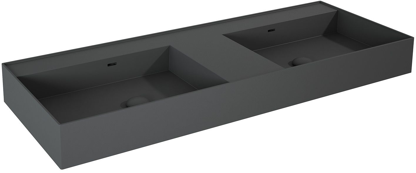 Darmowa Dostawa - Umywalka 120.5x45.5 cm prostokątna ścienna-podwójna antracyt Elita Level RE041461206010
