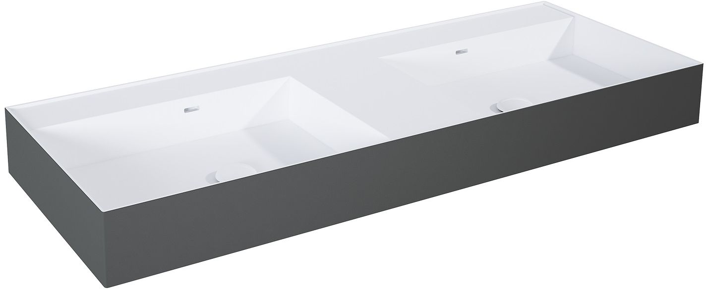 Darmowa Dostawa - Umywalka 120.5x45.5 cm prostokątna ścienna-podwójna biała-antracyt Elita Level RE041461246180