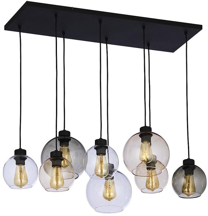 Darmowa Dostawa - Lampa wisząca powyżej 6x15 W czarna-przezroczysta-bursztynowa-grafitowa TK Lighting Cubus 2834