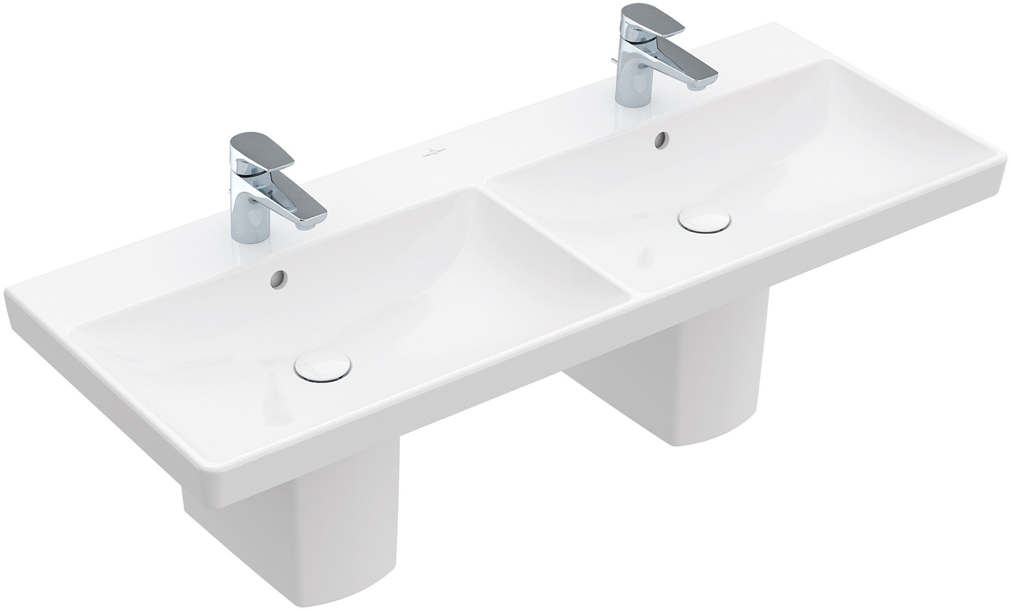 Darmowa Dostawa - Umywalka 120x47 cm prostokątna ścienna-meblowa-podwójna biała Villeroy & Boch Avento 4A23CKR1