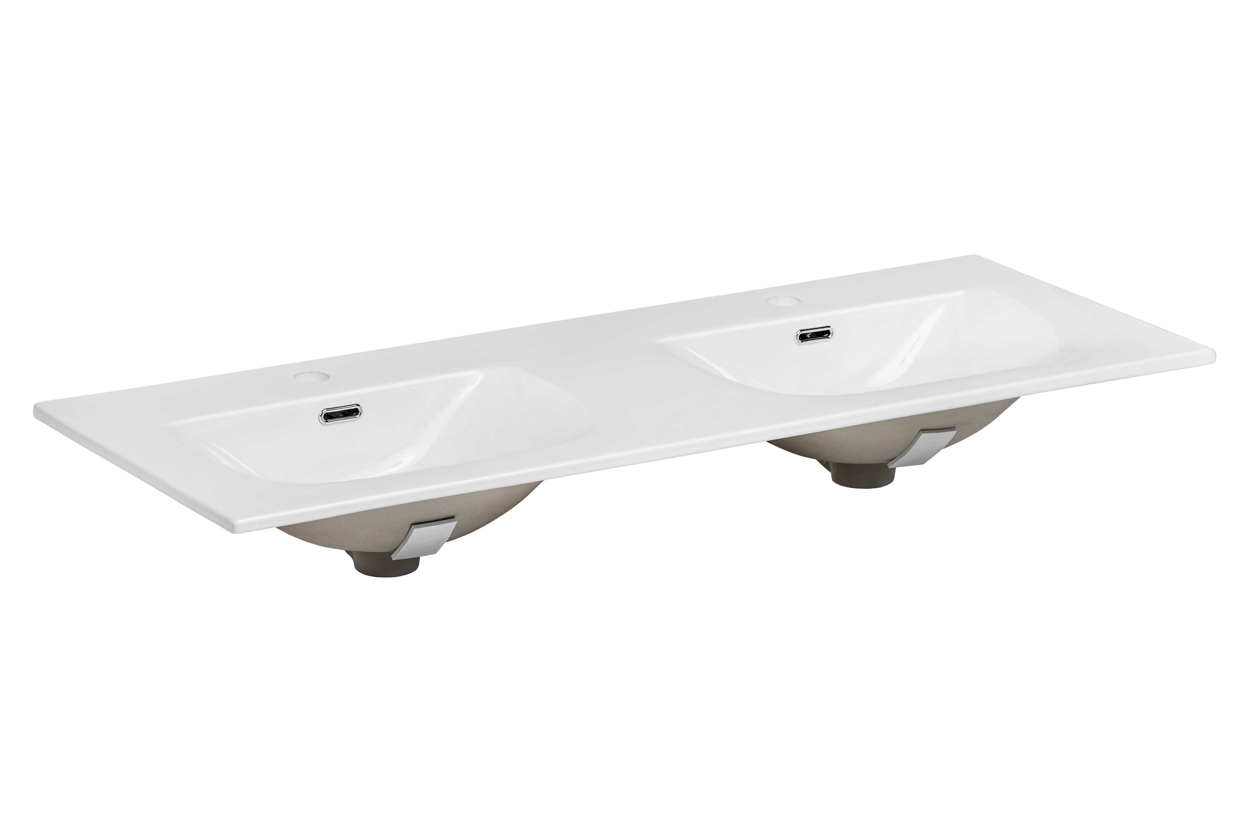 Darmowa Dostawa - Umywalka 120x46 cm prostokątna nablatowa-podwójna biała Comad Sky SKY120DDP8099