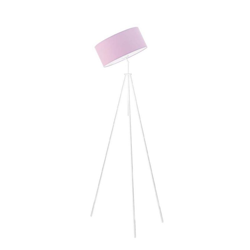Lampa stojąca Volta Light Factory podłogowa przegubowa regulowana trójnóg z abażurem jasny fiolet walec DECO 1szt.