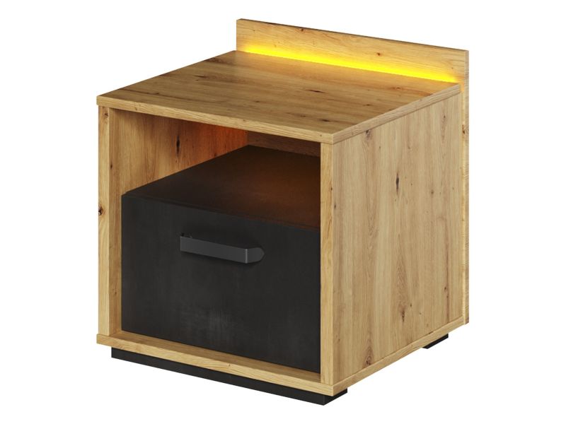 Stolik nocny MIRJAN 24 Qubic QB10 dąb artisan/raw steel 1 szt.