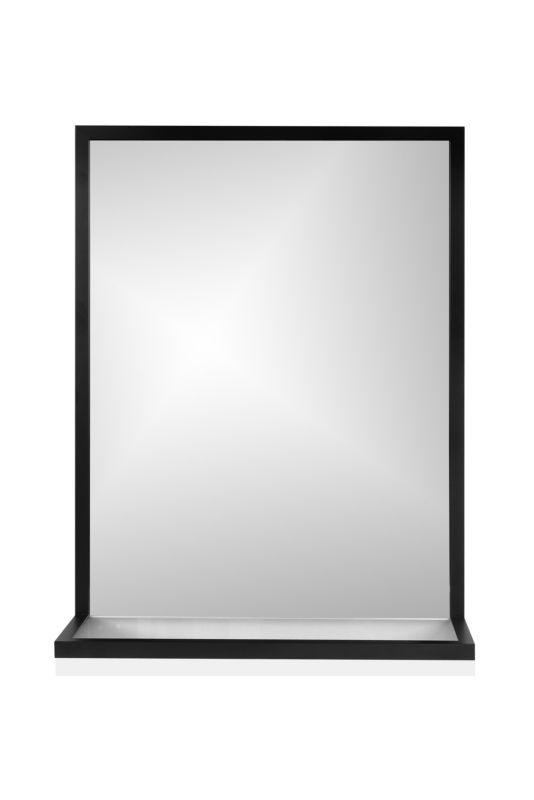 Lustro prostokątne z półką Cordia Plus BRW Shelf Line w czarnej ramie 65x40x18cm 1szt.