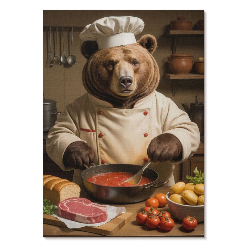 Obraz Plakat Canvas Tulup 42x59,4 cm (A2) Niedźwiedź kucharz Do kuchni, salonu, 1 szt.