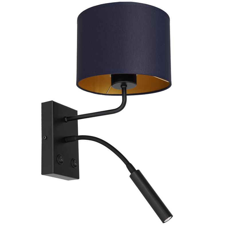 Kinkiet ścienny Luminex Arden matowy czarny do czytania z włącznikiem 1 x E27+G9 x 15W IP20 wym: 38 x 18 x 26 cm - 1 szt.