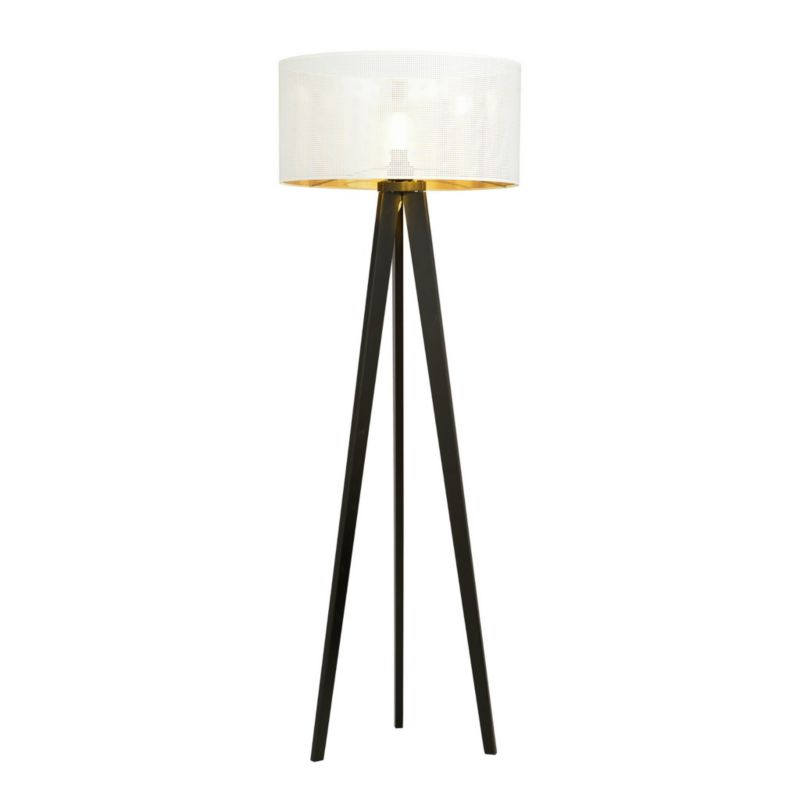 Lampa podłogowa stojąca Emibig Aston czarno-biała-złota 1 x E27 x 15W wym: 150 x 45 x 45 cm - 1 szt.