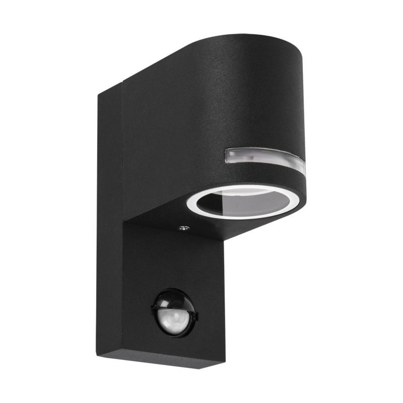 Kinkiet ścienny zewnętrzny Struhm Forest czarny z czujnikiem 1 x GU10 x IP44 wym: 15,1 x 7 x 12 cm - 1 szt.