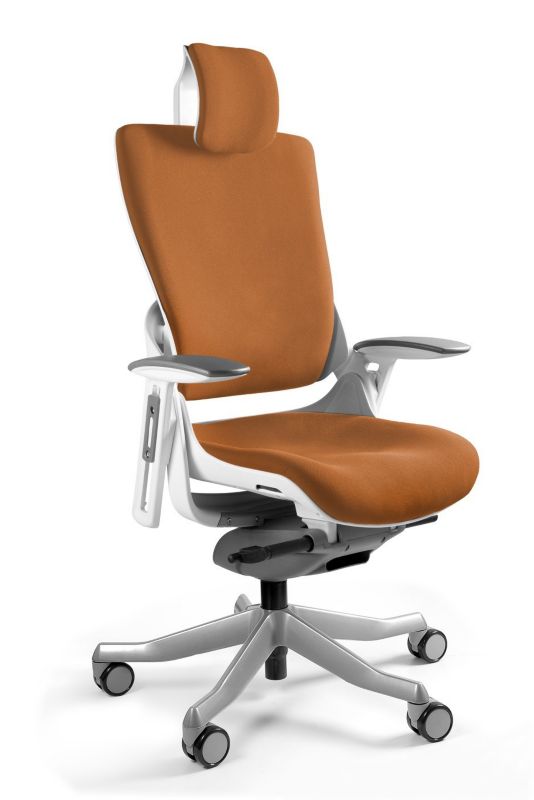 Fotel Unique ergonomiczny WAU 2 biały/mandrain tkanina 1szt
