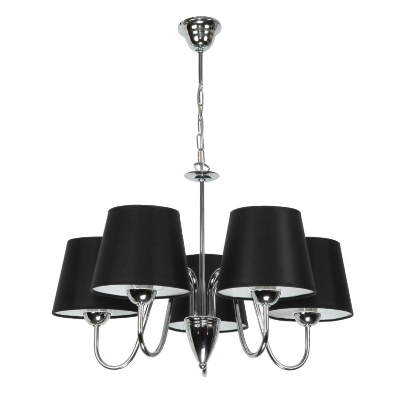 Lampa wisząca EDYLIT żyrandol chrom czarne abażury nad stół 5xE27 DAGMA NEGRO 14-739 1 szt.