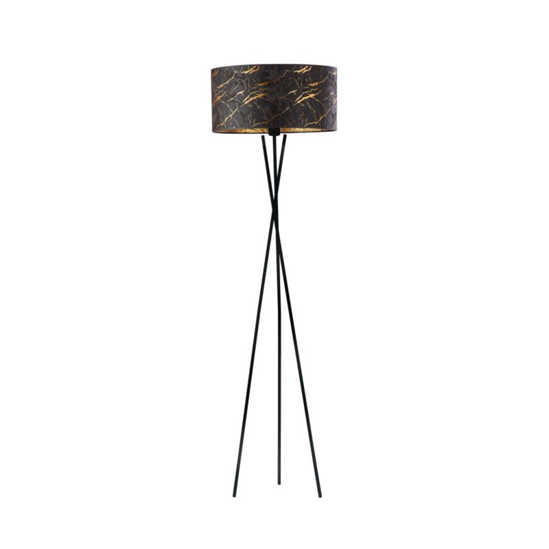 Lampa stojąca Volta Light Factory podłogowa trójnóg z abażurem czarny marmur walec MORIS 1szt.