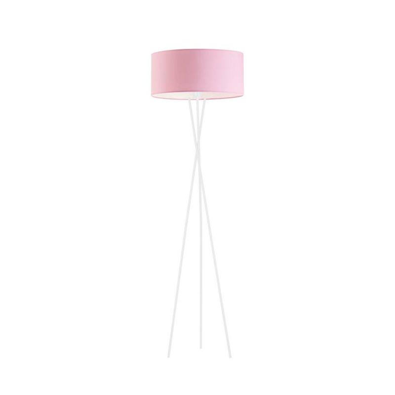 Lampa stojąca Volta Light Factory podłogowa trójnóg z abażurem biały/różowy walec MORIS 1szt.