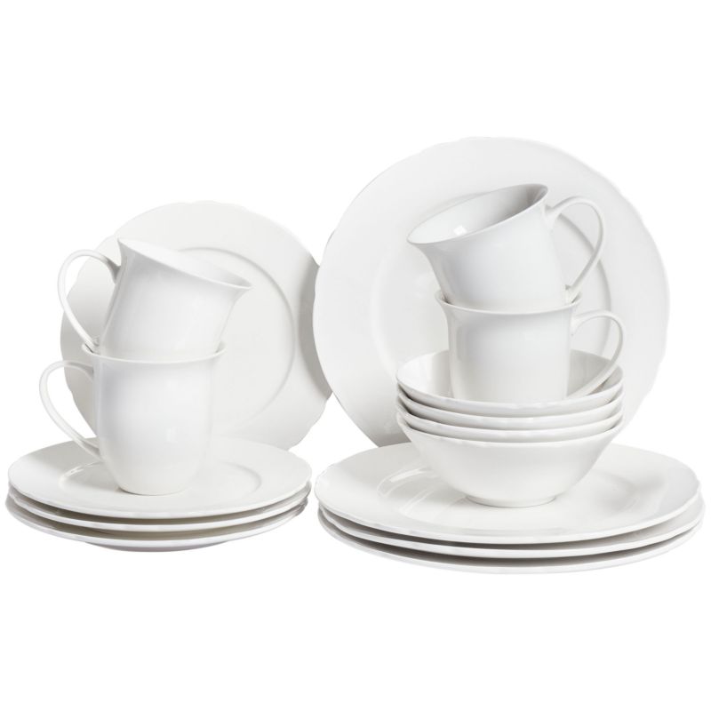Zastawa stołowa 16-częściowa Elderberry Porcelana Biały 1 kpl
