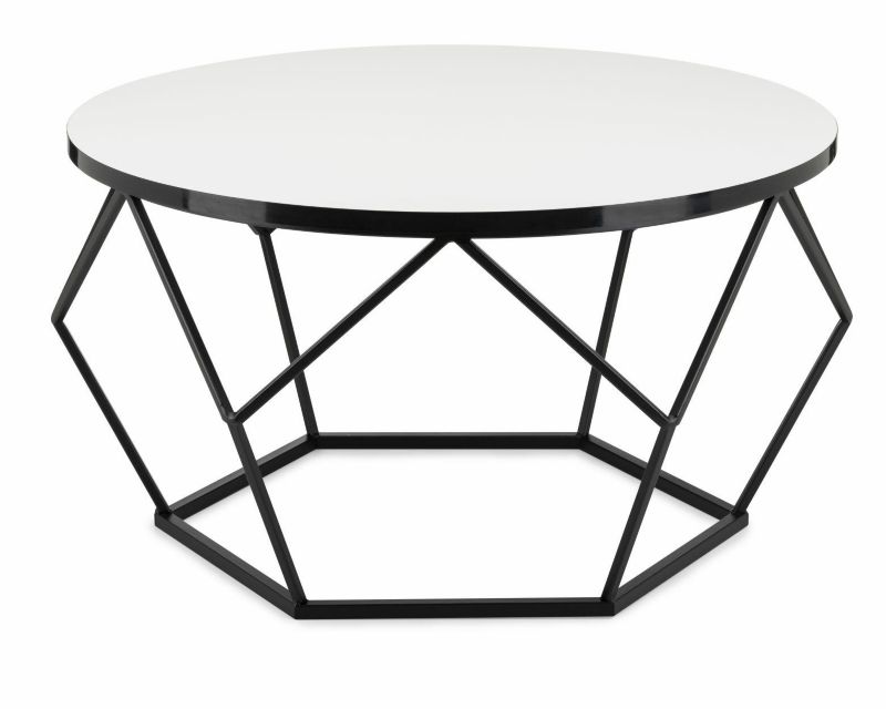 Stolik kawowy Diamond HowHomely biały blat/czarny rant okrągły 40x70 cm 1 szt.