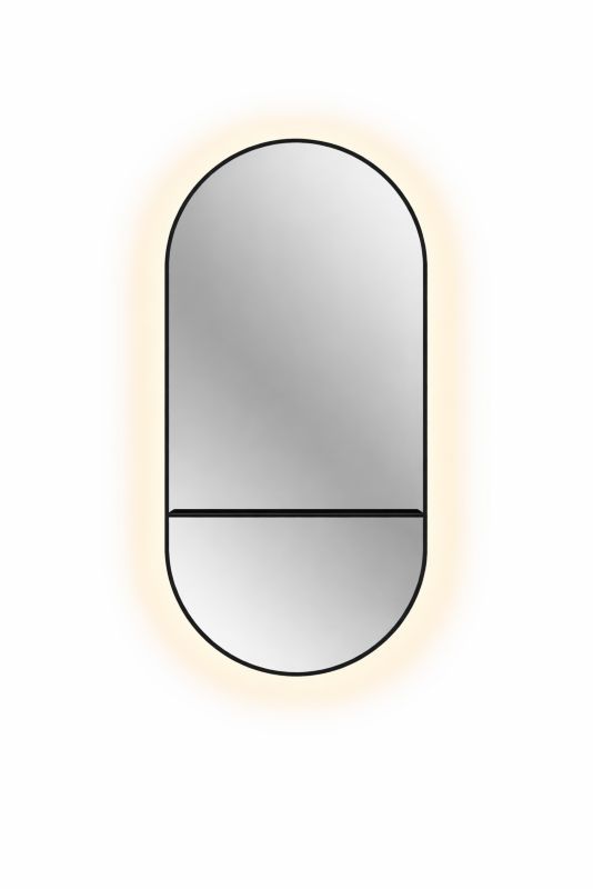 Lustro podświetlane Cordia Plus Oval Line LED Backlight w czarnej ramie z półką 100x50cm 1szt