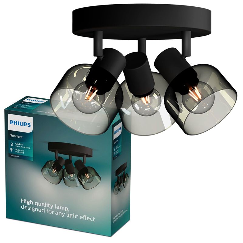Lampa Sufitowa Sleet Philips Reflektor Plafon 3x E14 LED Czarna 1 szt.