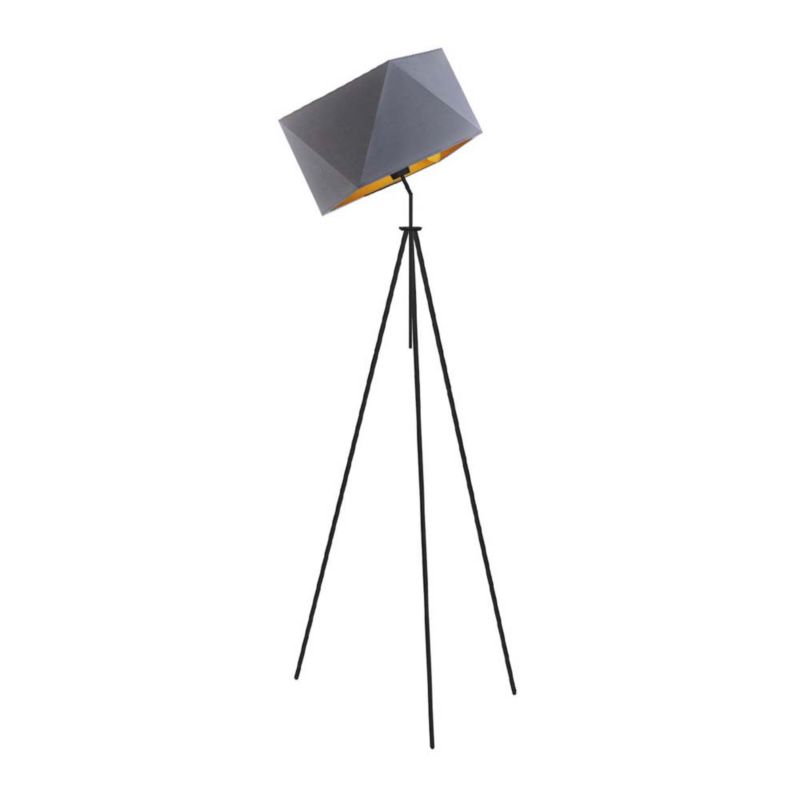 Lampa stojąca Volta Light Factory podłogowa przegubowa regulowana trójnóg z abażurem szary ze złotem diament DECO 1szt.