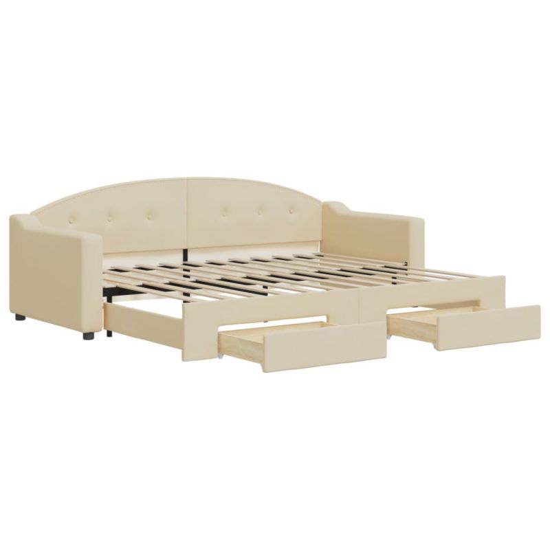 Sofa rozkładana WaszeMeble 80x200 cm Kremowy tkanina z szufladami WM-3197565 1 szt.