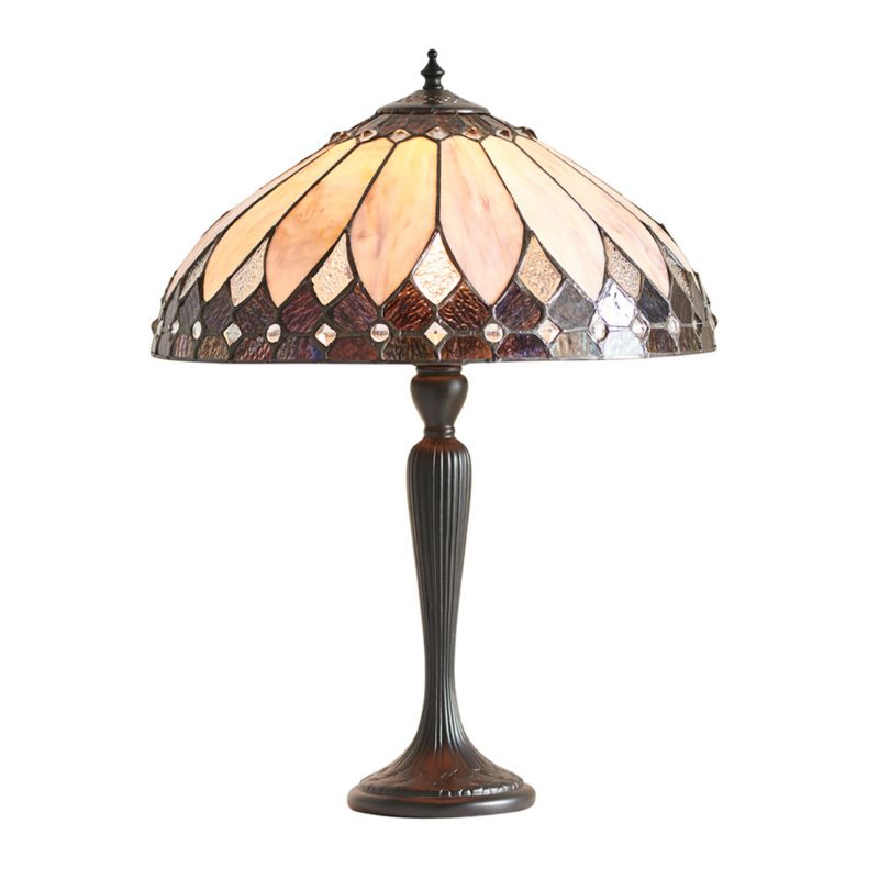 Lampa stołowa art deco Tiffany BROOKLYN multikolor czarna 1xE27x20W IP20 wym:53x40x40cm - 1 szt.