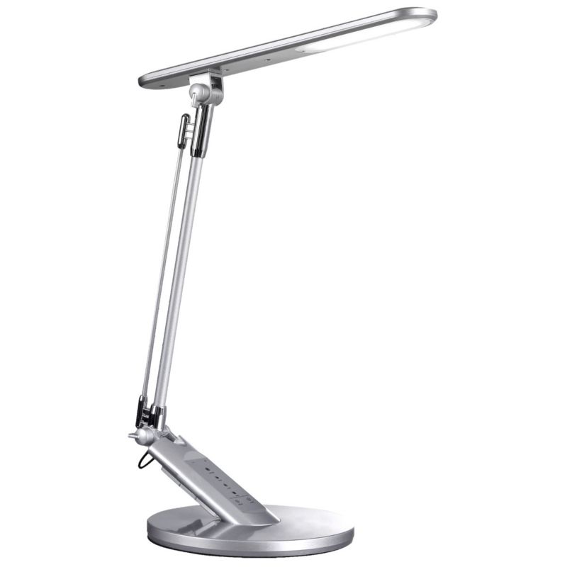 Lampa biurkowa Polux Optimum srebrno-chromowana LED 7W 3000K-6000K 400lm IP20 wym: 45 x 18.5 x 32 cm tworzywo sztuczne - 1 szt.