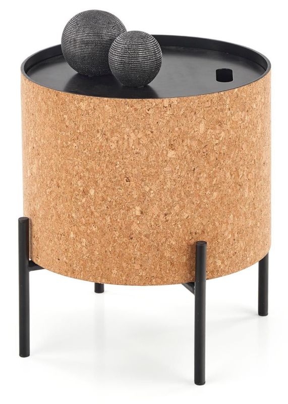 Stolik kawowy loft okrągły Halmar 38x43 cm brązowy czarny 1 szt.
