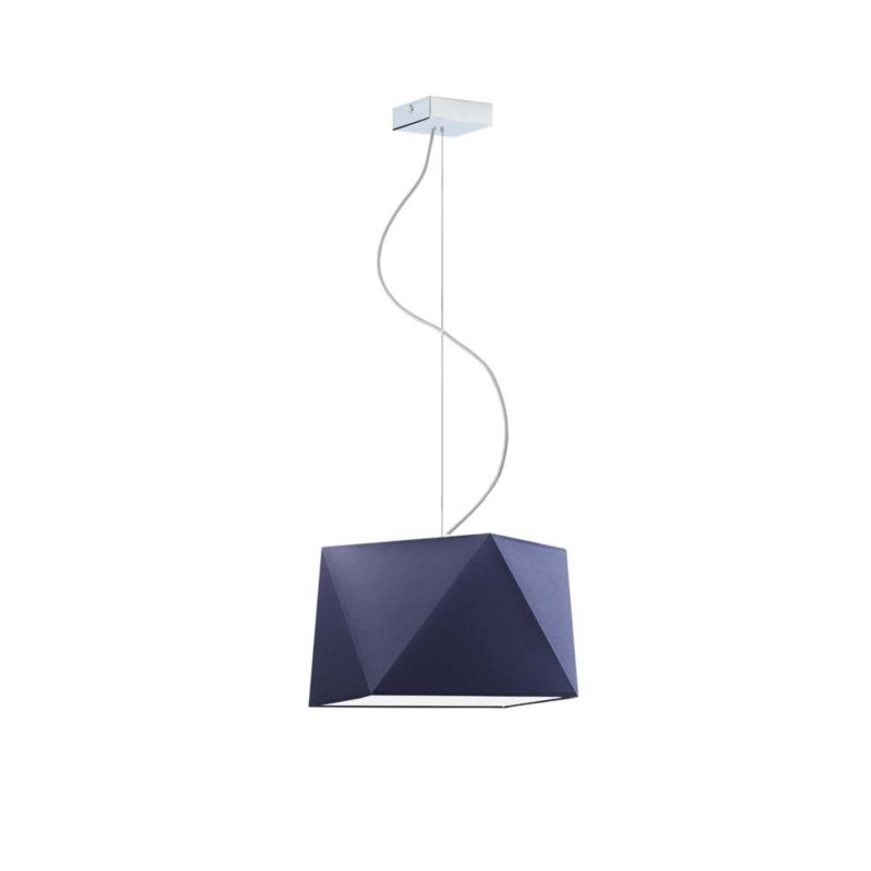 Lampa wisząca zwis Volta Light Factory żyrandol sufitowa z abażurem diament granatowy/chrom BURNE 1szt.