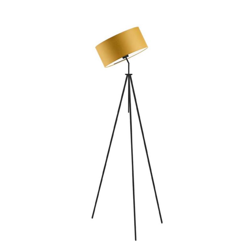 Lampa stojąca Volta Light Factory podłogowa przegubowa regulowana trójnóg z abażurem musztardowy walec DECO 1szt.