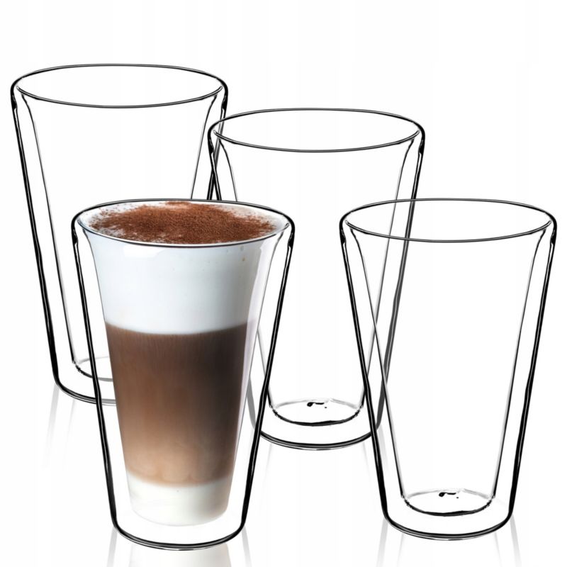 Szklanki KADAX Zestaw Szklanek Termicznych Szklanka Latte 4szt