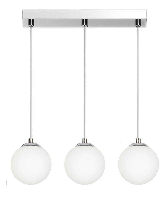 Lampa wisząca EDYLIT 1xE14 biała kula glamour chrom pojedyncza PELOTE 14-395 1 szt.