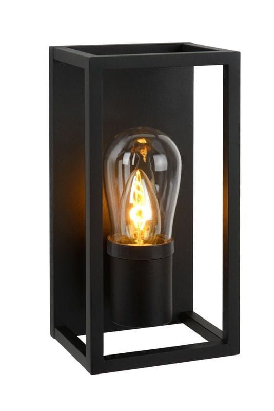 Kinkiet ścienny zewnętrzny Lucide Carlyn czarny 1 x E14 x 6W IP54 wym: 25 x 12,5 x 12 cm - 1 szt.