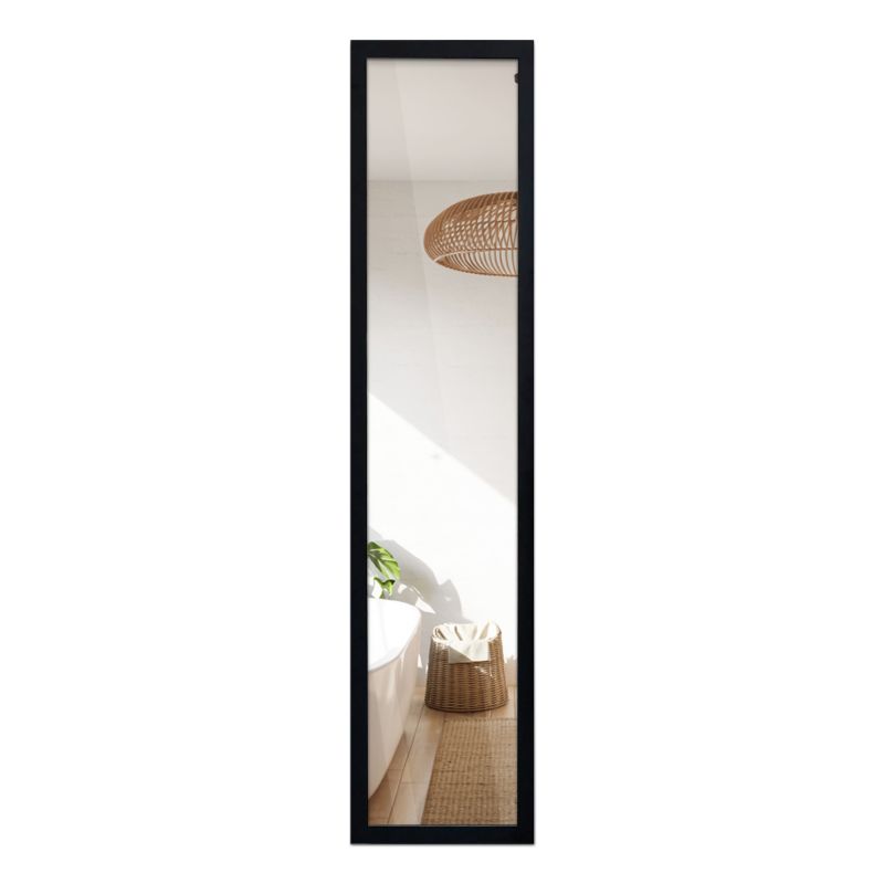Prostokątne Lustro w Ramie ArtPrintCave 156x36 cm Stojące do Salonu i Sypialni Duże Stylowe w Czarnej Ramie 1 szt.