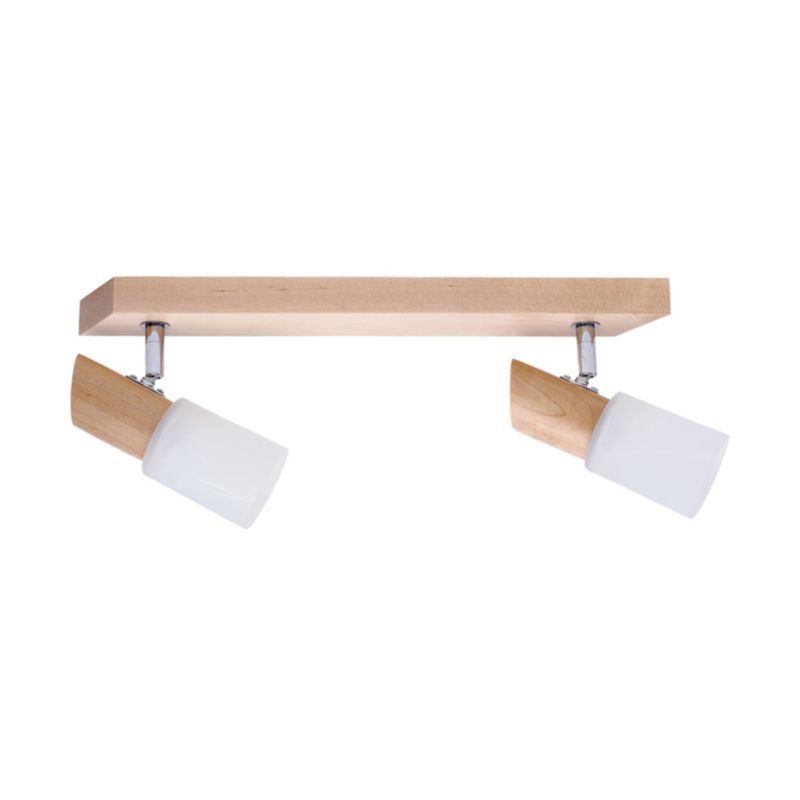 Drewniana Lampa Sufitowa SPOT Light 2xE14 Max.40W Naturalna Brzoza FSC z Białym Szkłem, Polski Producent, 1 szt.