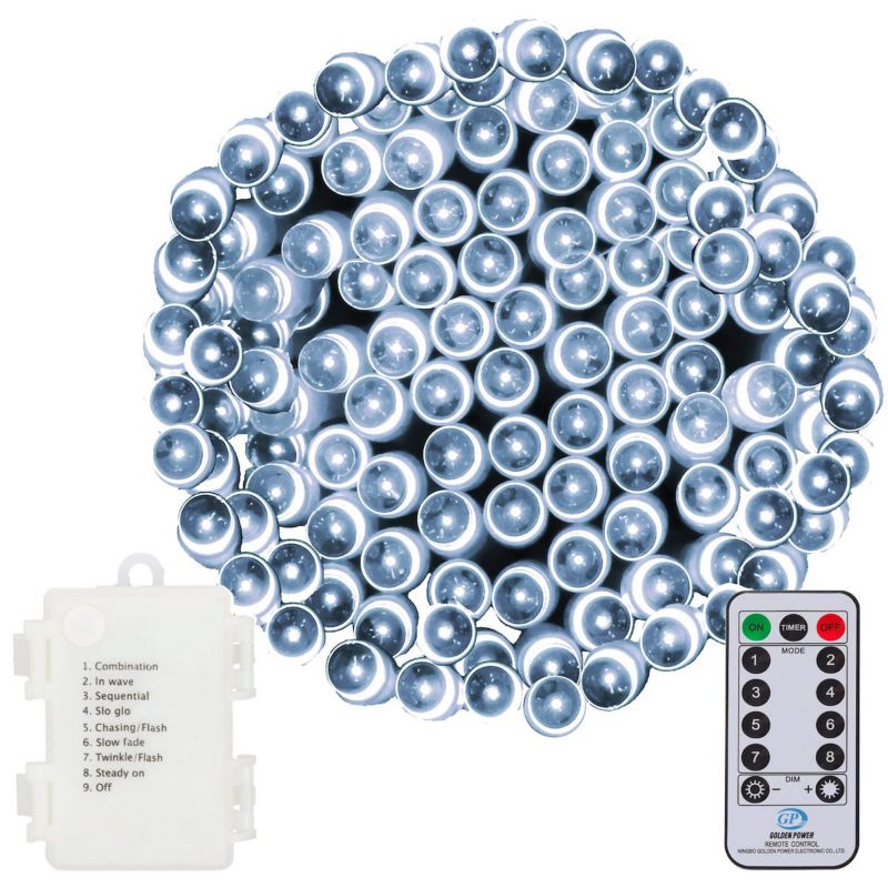Lampki choinkowe Springos 120 Led biały zimny z programatorem i pilotem na baterie 1 szt.