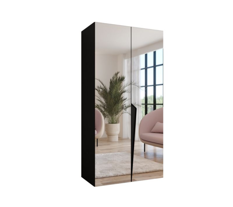Szafa uchylna z lustrem z lustrem otwierana Abiks PIANO 3 100 wys 202 cm Czarny + Czarny 1 szt