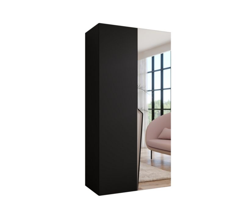 Szafa uchylna z lustrem z lustrem otwierana Abiks PIANO 2 100 wys 202 cm Czarny + Kaszmir 1 szt