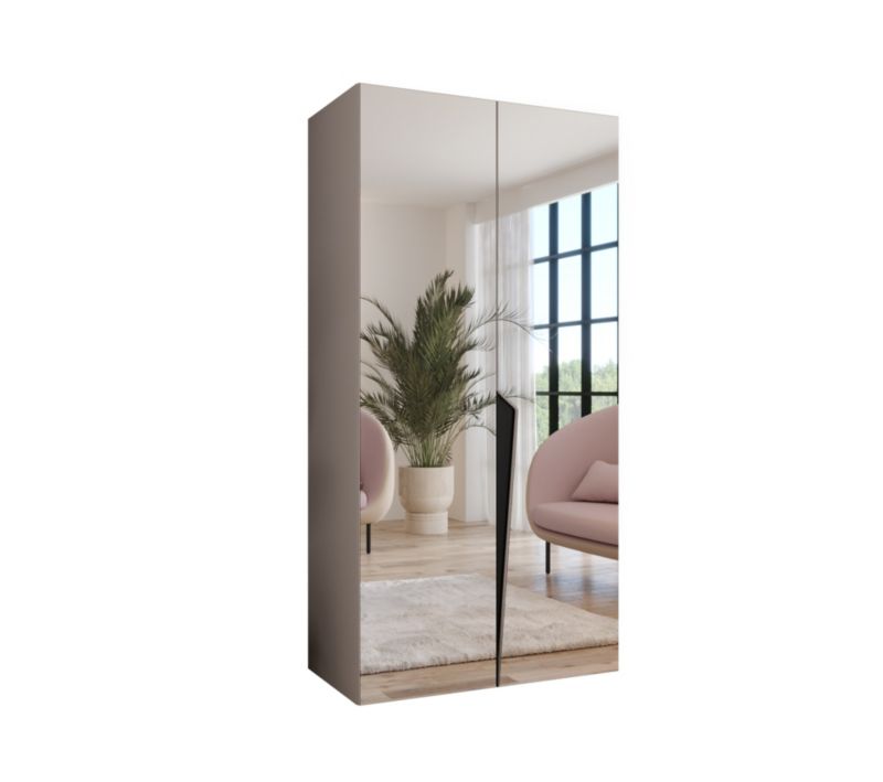 Szafa uchylna z lustrem z lustrem otwierana Abiks PIANO 3 100 wys 202 cm Kaszmir + Czarny 1 szt