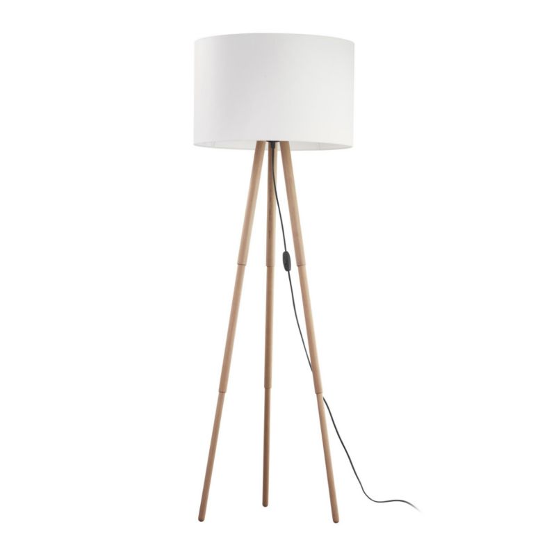 Lampa podłogowa stojąca TK-Lighting Tokyo czarno-biała-jasne drewno 1 x E27 x 20W wym: 148 x 63 x 63 cm - 1 szt.