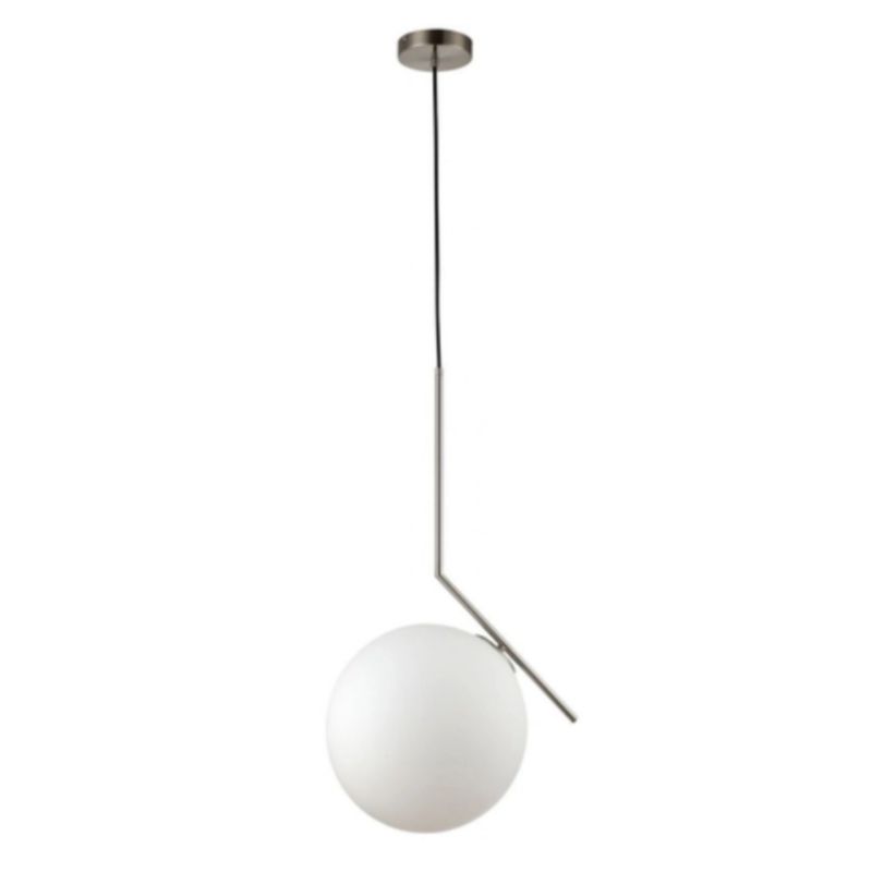 Lampa wisząca biała kula Italux Mondo nikiel satynowany 1xE27x11W IP20 wym:102x38,5x30cm - 1 szt.
