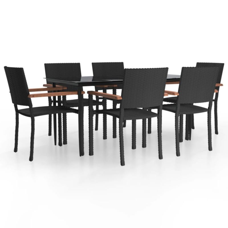 Zestaw mebli ogrodowych jadalniany WaszeMeble 6-osobowy HDPE i stal czarny WM-3156685 1 kpl