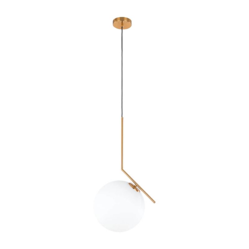 Lampa wisząca biała kula Italux Mondo mosiężna 1xE27x11W IP20 wym:102x38,5x30cm - 1 szt.