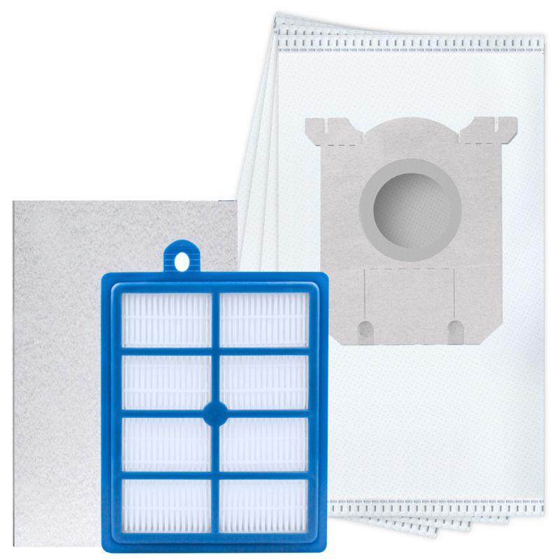 Worki do odkurzacza, Sillar, syntetyczne, 4szt + filtr Hepa, 3x filtr wlotowy, zamiennik do AEG, Electrolux, Philips, zestaw, 1szt