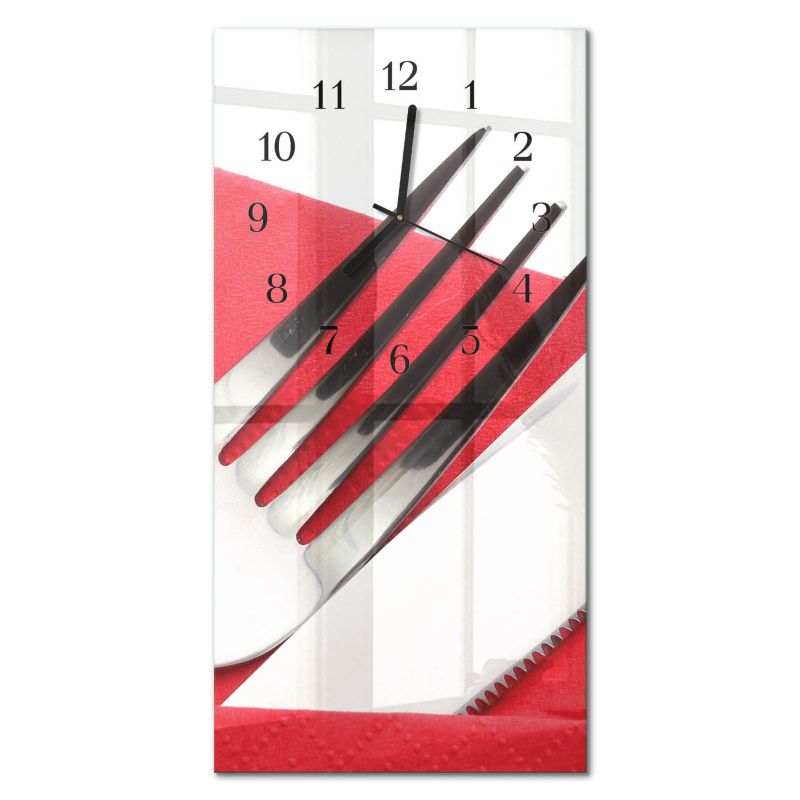 Designerski Zegar Ścienny Tulup 30x60 cm z Czarnymi Wskazówkami Sztućce 1 szt.