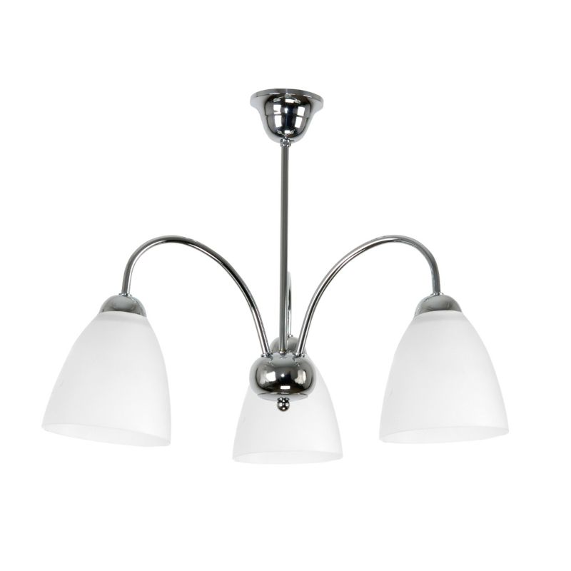 Lampa wisząca EDYLIT żyrandol glamour chrom białe klosze 3xE27 sufitowa BEN 7-252 1 szt.