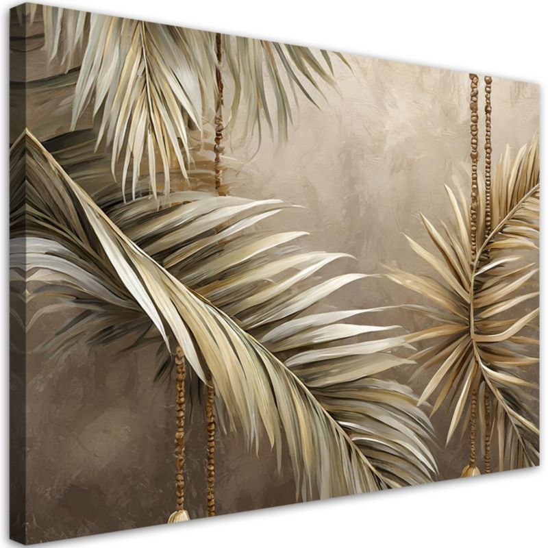 Obraz do salonu Feeby Liście Kompozycja Boho Beżowy 60x40 cm 1szt